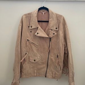 Free people over side denim moto jacket